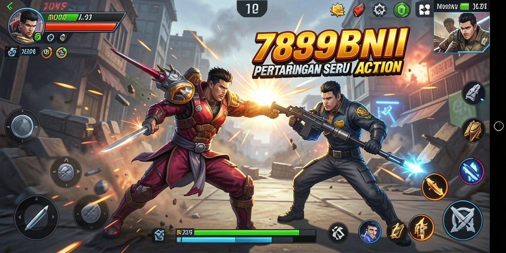 Screenshot 789BNI menampilkan aksi seru dalam pertarungan antar karakter.