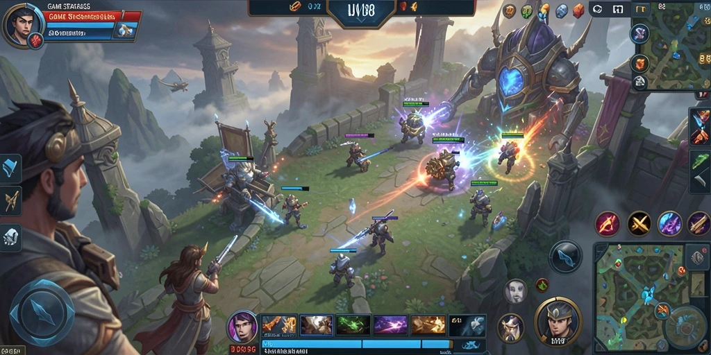 Screenshot gameplay menunjukkan strategi pertempuran yang intens.