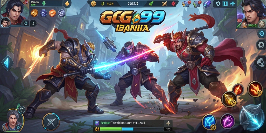Screenshot utama GG99 menampilkan pertarungan seru dalam game MOBA.