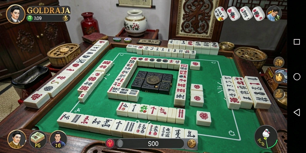 Tampilan gameplay Mahjong GOLDRAJA yang penuh warna dan menarik.