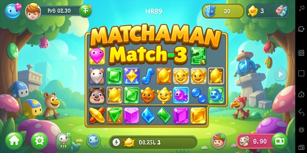 Gameplay seru HR89 dengan tantangan Match-3 yang menarik.