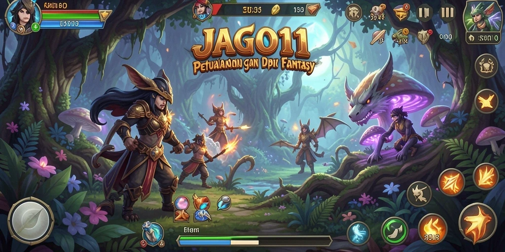 Tampilan gameplay JAGO11 menunjukkan aksi seru dan strategi pertempuran.