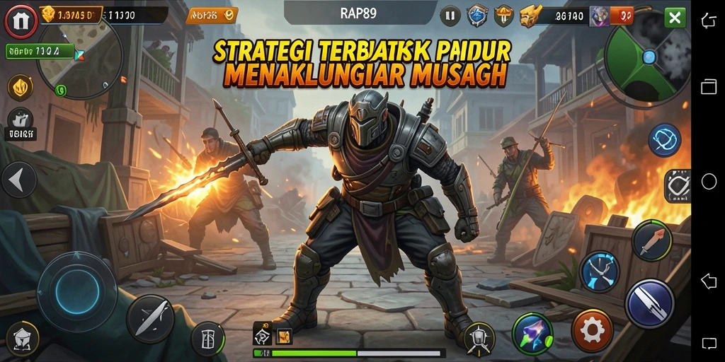 Screenshot yang menampilkan pengalaman pertempuran Strategi di RAP89.