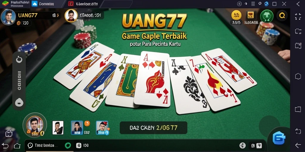 Tampilan gameplay UANG77 menampilkan keseruan bermain Gaple.